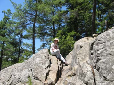 Gwen on Huge Chunks of Granite in Vermont